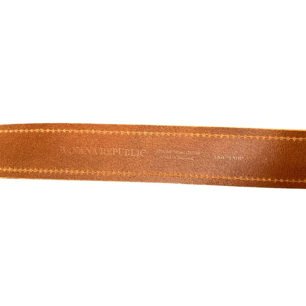 Banana Republic Womens Brown Italian Leather Belt Made in England Brass Buckle M